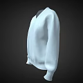 White V Neck Knitted Sweater With Long Sleeves And Loose Fit Style