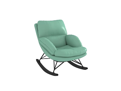 Light Green Leather Leisure Rocking Chair With Black Metal Rocking Legs And Comfortable Design 3d model