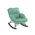 Light Green Leather Leisure Rocking Chair With Black Metal Rocking Legs And Comfortable Design