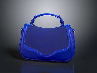 Stylish Modern Blue Handbag With Top Handle Curved Front Detail And Glossy Design 3d model