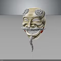 White Decorative Fashion Mask With Ornate Patterns Beard And Red Accents