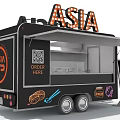 Asia Themed Food Truck With Chicken Menu QR Code And Orange Logo Design