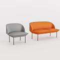 Modern Leisure Sofa Set with Grey Single Seater and Orange Two Seater Design 3d model