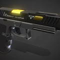 Modern Crimson Trace Handgun With Yellow Aiming Light And Textured Grip