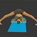 Human Organ And Hair Demonstration In Downward Dog Yoga Pose On Blue Mat