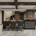 Modern Kitchen Interior With Dark Gray Cabinets Light Colored Countertop And Appliances