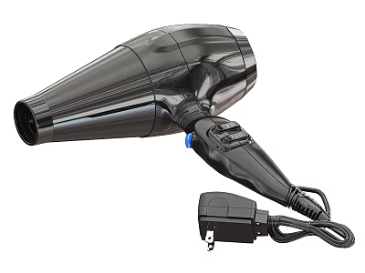 Modern Black Household Hair Dryer With Ergonomic Handle And Power Cord 3d model
