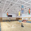 School basketball court Modern basketball court 3d model