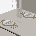 Modern Tableware Set With Plates Wine Glasses Silver Cutlery And Linen Napkins