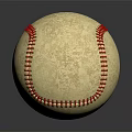 High Quality Beige Baseball With Red Stitching On Dark Smooth Surface And Reflection 3d model