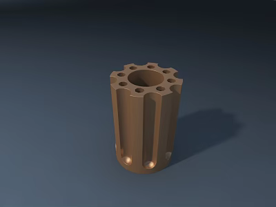 Cylindrical Metal Road Infrastructure Component With Multiple Holes And Grooves 3d model