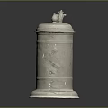 Antique Ceramic Jug With Lid Handle And Decorative Top Details On Dark Surface