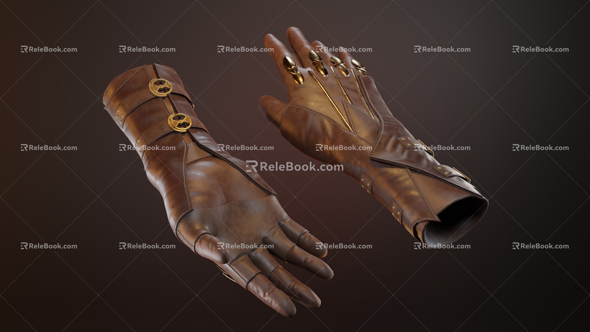 Medieval Leather Gloves Leather Hand Armor 3d model