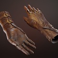 Medieval Leather Gloves Leather Hand Armor 3d model