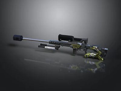 Modern Tactical Sniper Rifle With Scope Bipod Black Green Silver 3d model