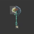 Enchanted Flaming Axe Featuring Purple Blade Brown Handle And Fire Effects