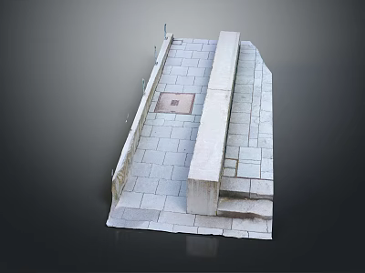 Textured Stone Slab Terrain Structure Featuring Platform Steps And Rectangular Area 3d model