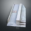Textured Stone Slab Terrain Structure Featuring Platform Steps And Rectangular Area