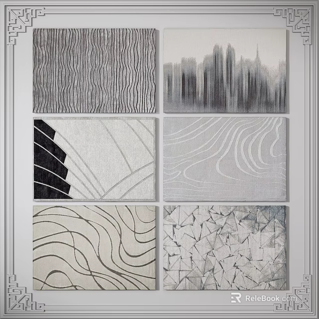 Modern Square Rugs With Geometric Patterns Abstract Lines And Textured Designs 3d model 