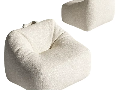 Ivory Soft Plush Bean Bag Chair With Cozy Comfortable Seating Design 3d model