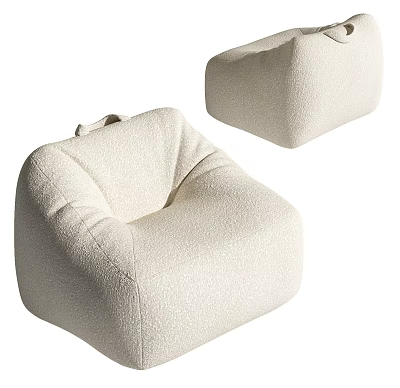 Ivory Soft Plush Bean Bag Chair With Cozy Comfortable Seating Design 3d model