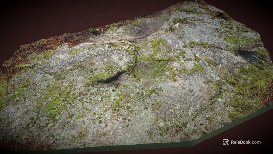 Natural Scenic Landscape With Moss Covered Rock Surface Natural Textures And Weathered Cracks 3d model 