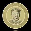 Intricate Eagle Engraved Gold Coin With God Bless America TRB 2024 Stars And Radiant Design