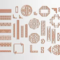 Traditional Ornamental Carved Patterns Featuring Various Shapes and Intricate Designs