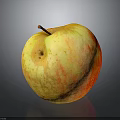 Fresh Ripe Yellow And Red Apple With Small Spot On Dark Background And Reflection