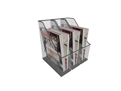 Clear Acrylic Magazine Folder With Multiple Slots Holding Food Magazines And Sturdy Base 3d model