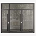 Modern Glass Entrance Door Design With Black Frame And Transparent Panels
