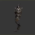 Fantasy Armored Creature With Intricate Metallic Armor Horns And Clawed Feet