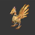 Golden Phoenix Game Character With Fiery Feathers And Armored Legs