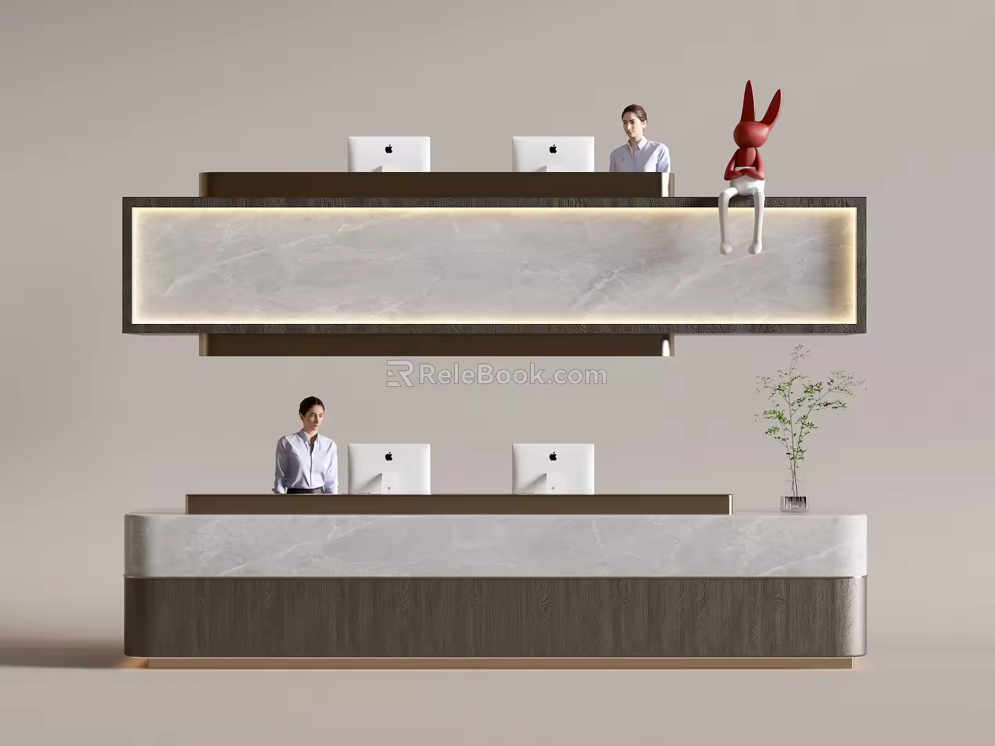 Modern Company Reception Area Bar Reception Desk 3d model
