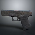 Modern Tactical Pistol with Camouflage Pattern and Textured Grip Surface 3d model