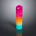 Colorful Gradient Water Bottle With Measurement Scale And Leakproof Lid For Daily Use
