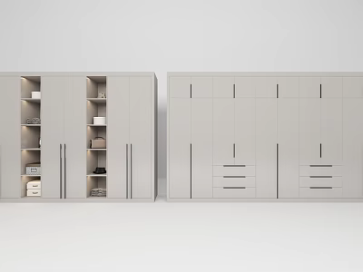 Modern Wardrobe With Multiple Doors Drawers And Organized Interior Storage Compartments 3d model