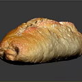 Freshly Baked Golden Baguette With Crispy Crust On Dark Background