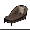 Modern Beige Leather Chaise Lounge With Curved Design And Plaid Cushion In Interior Space