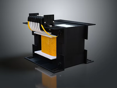 Industrial Electrical Component With Black Casing Yellow Coil And White Terminals 3d model
