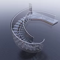 Modern Spiral Staircase Design With Glass Steps And Metal Railings