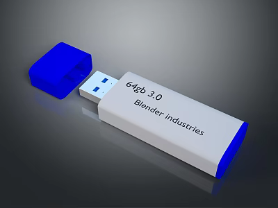 Blender Industries 8GB USB 3.0 Flash Drive With Blue White Design 3d model