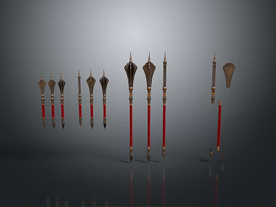 Traditional Weapon Arrows With Red Shafts And Metal Arrowheads 3d model