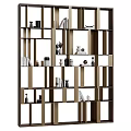 Modern Open Grid Shelving Unit with Books Vases and Decorative Items 3d model