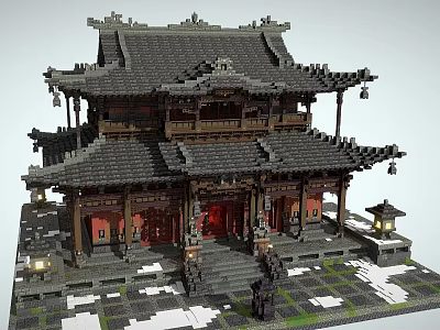 Ancient Chinese Architecture With Multi Story Tile Roof Ornate Eaves And Wooden Framework 3d model