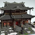 Ancient Chinese Architecture With Multi Story Tile Roof Ornate Eaves And Wooden Framework