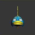 Vibrant Cartoon Tropical Fish Featuring Blue Yellow Stripes Yellow Head Fins And Large Eyes