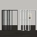 Modern Interior Folding Doors With Black And White Frames And Glass Panels 3d model