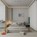 Modern Kids Bedroom With Decorative Art Plush Toys And Cozy Bed
