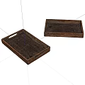 Set of Two Natural Wooden Trays With Rustic Finish For Home Decor And Storage
